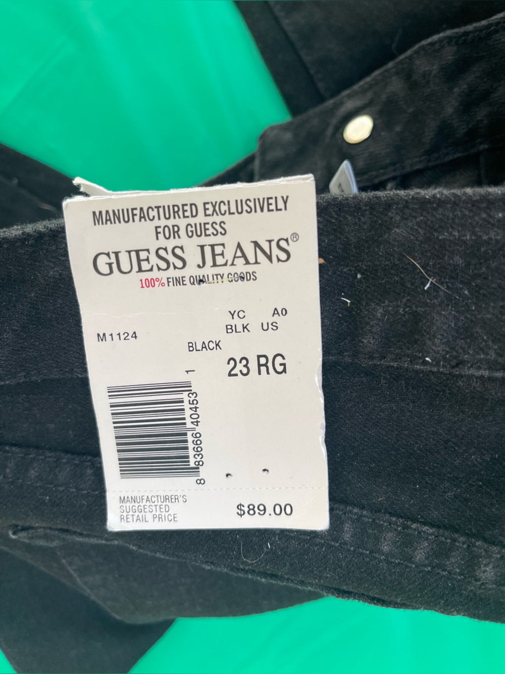 Y2K LOW RISE GUESS SKINNY JEANS BLACK NEW WITH TAGS SIZE 23 - Picture 15 of 15